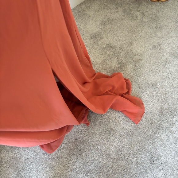 NWT Azazie Clarice Coral Halter Maxi Dress - Picture 4 of 9